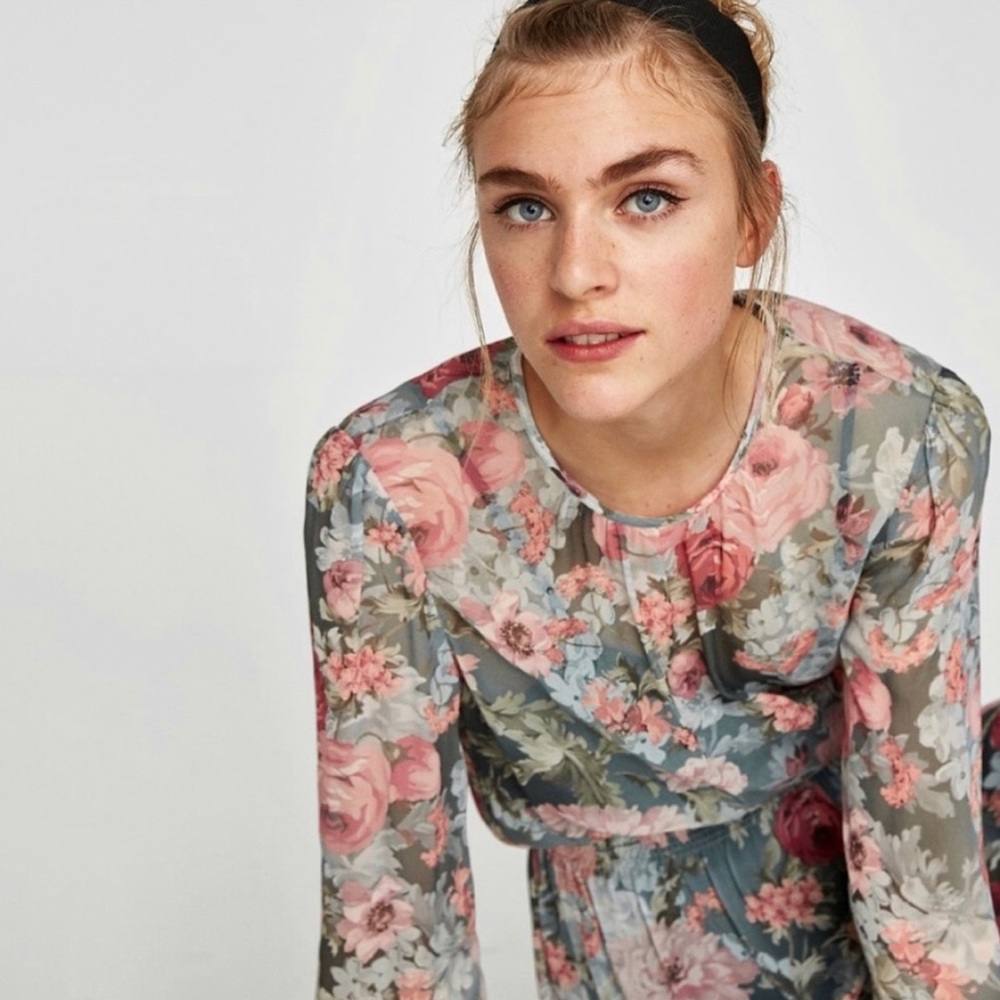 ZARA FLORAL PRINTED MIDI DRESS - NWTags